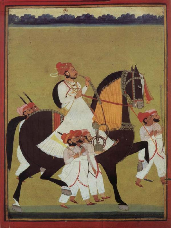 unknow artist India Kumbhawat Kesari Singh to Prerd, a hookah smoking and accompanies of its servant shafts, Jodhpur